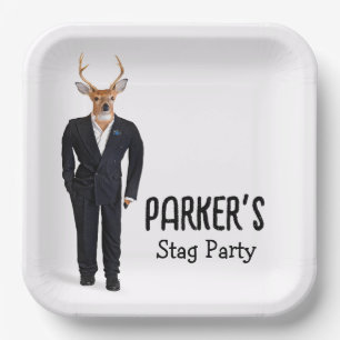 Buck In a Tuxedo for Bachelor Party Paper Plate