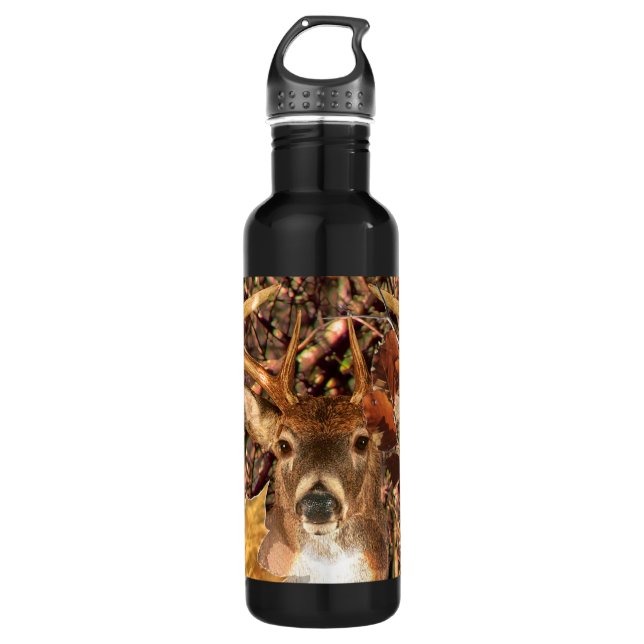 Buck in Camo White Tail Deer 710 Ml Water Bottle (Front)