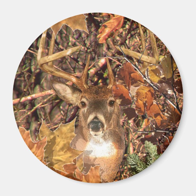 Buck in Camo White Tail Deer Magnet (Front)