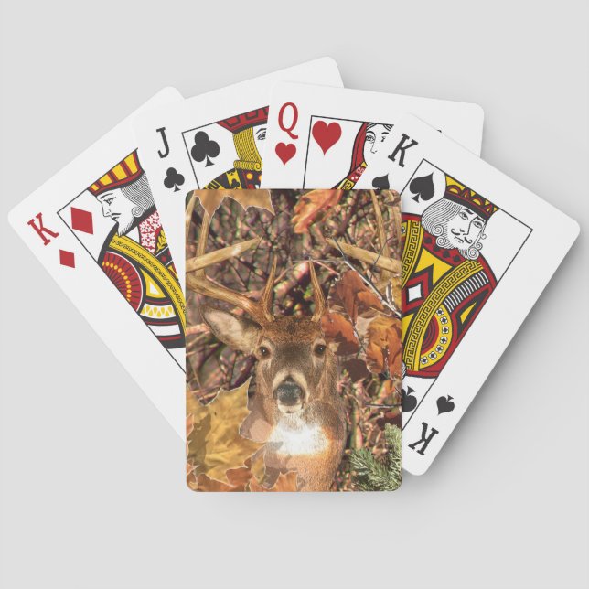Buck in Camo White Tail Deer Playing Cards (Back)