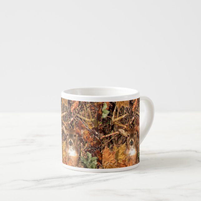 Buck in Fall Camo White Tail Deer Espresso Cup (Front Right)