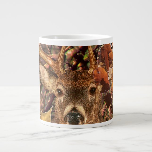 Buck in Fall Camo White Tail Deer Large Coffee Mug (Front)
