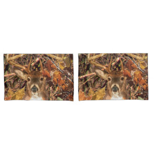 Buck in Fall Camo White Tail Deer Pillowcase
