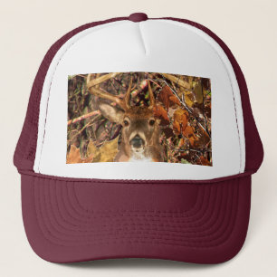 Buck in Fall Hunter Camo White Tail Deer Trucker Hat