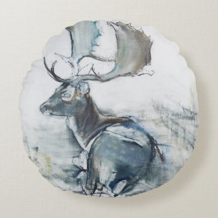 Buck in the Grass 2006 Round Cushion