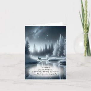 Buck In Winter River Sympathy Thank You Card