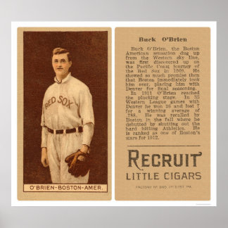 Buck O'Brien Red Sox Baseball 1912 Poster