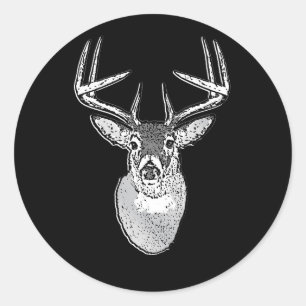 Buck on Black design White Tail Deer Classic Round Sticker