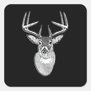 Buck on Black design White Tail Deer Square Sticker