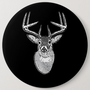 Buck on Black White Tail Deer classic 6 Cm Round Badge