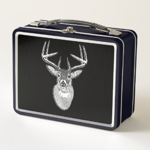 Buck on Black White Tail Deer classic Metal Lunch Box