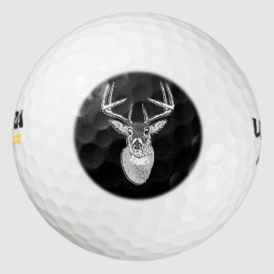 Buck on Black White Tail Deer Golf Balls