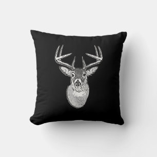 Buck on Black White Tail Deer head Cushion
