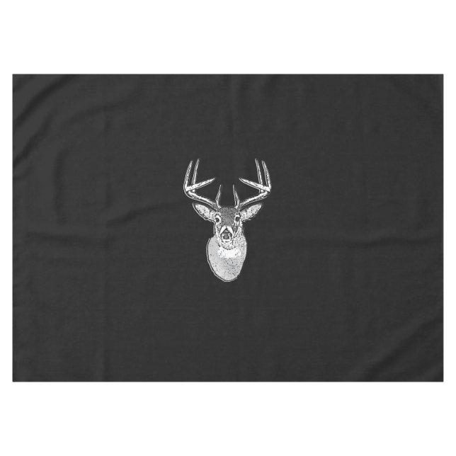 Buck on Black  White Tail Deer Tablecloth (Front (Horizontal))