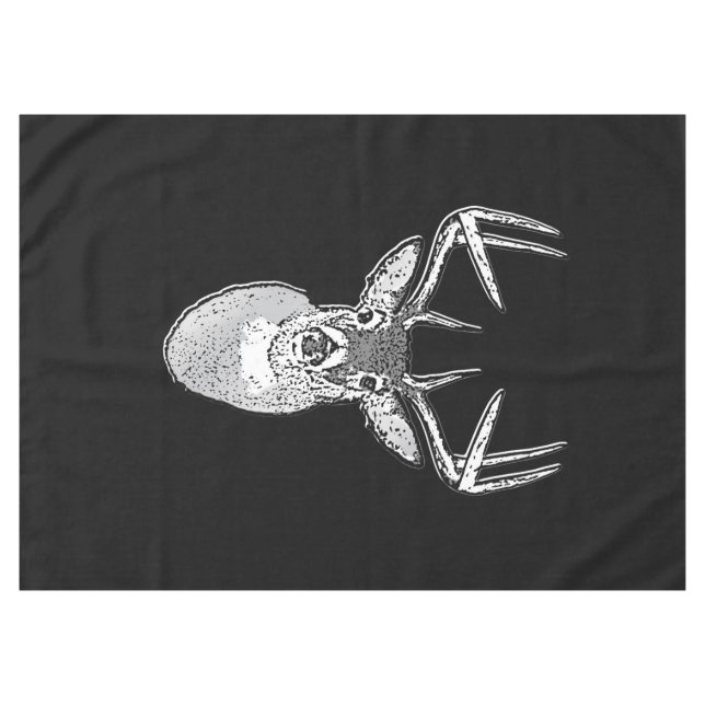 Buck on Black  White Tail Deer Tablecloth (Front (Horizontal))