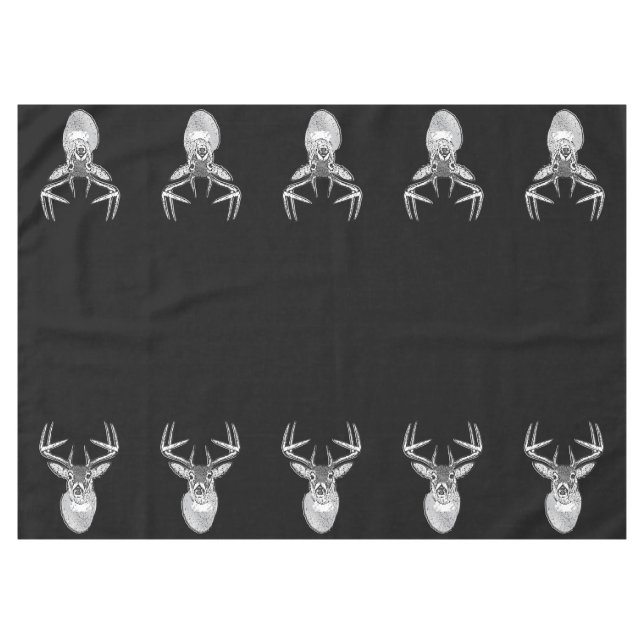 Buck on Black  White Tail Deer Tablecloth (Front (Horizontal))