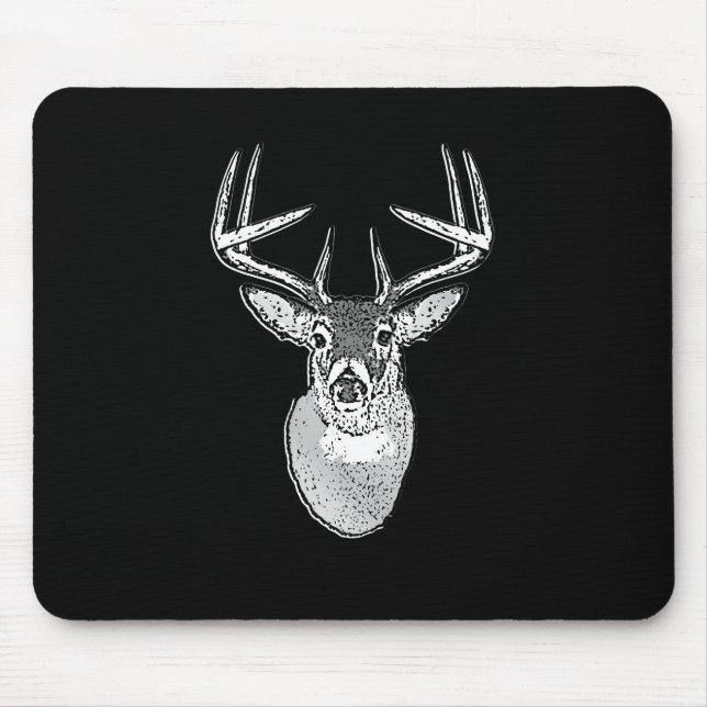 Buck on Bold Black White Tail Deer Mouse Pad (Front)