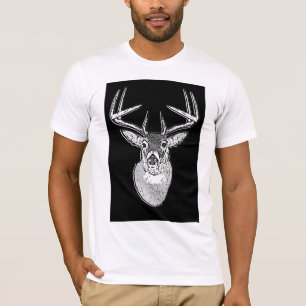 Buck on Bold Black White Tail Deer T-Shirt