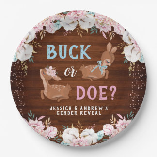 Buck or Doe? Baby Shower Reveal Paper Plate