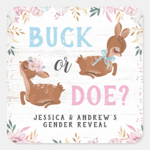 Buck or Doe? Baby Shower Reveal Square Sticker
