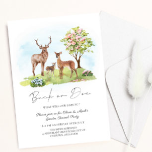 Buck or Doe Deer Spring Floral Gender Reveal Invitation