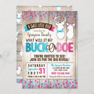 Buck or Doe Gender Reveal Invitation