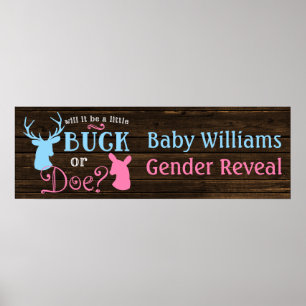 Buck or Doe Gender Reveal Party Banner Poster