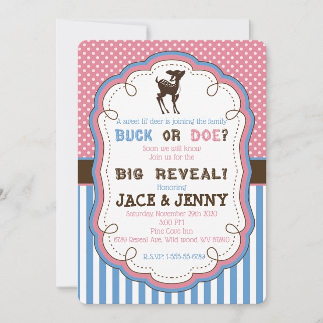 Buck or Doe Gender Reveal Party Invitation (Front)