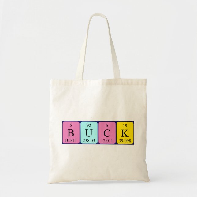 Buck periodic table name tote bag (Front)
