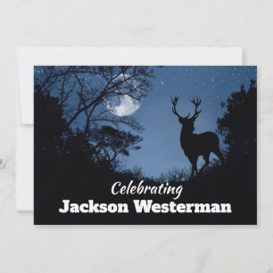 Buck Silhouette at Night Memorial Invitation