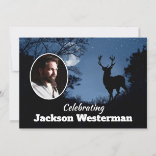 Buck Silhouette at Night Memorial Invitation