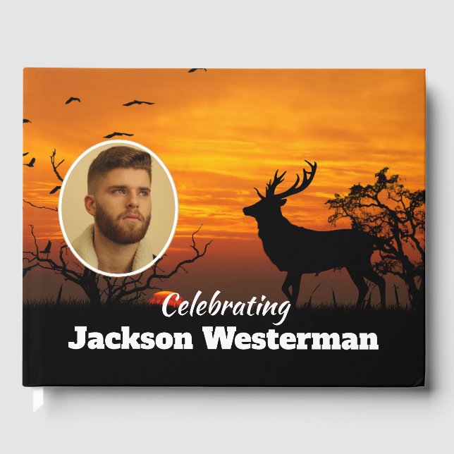 Buck Silhouette at Sunset Memorial  Guest Book (Front)