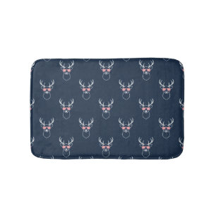 Buck Silhouette on Blue Bath Mat
