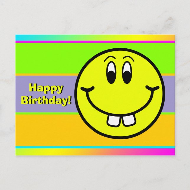Buck Teeth Smiling Face Emoji Birthday Postcard (Front)