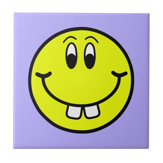 Buck Teeth Smiling Face Emoji Ceramic Photo Tile (Front)