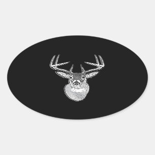 Buck trophy on Black White Tail Deer Oval Sticker