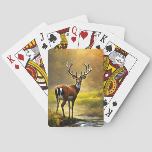 Buck White Tailed Deer in a Stream Playing Cards