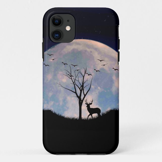 Buck with Big Rack Against Full Moon Case-Mate iPhone Case (Back)