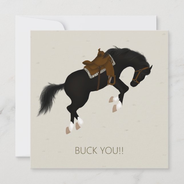 Buck You! Bucking Black Horse Custom Card (Front)