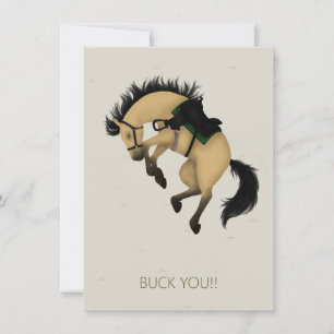 Buck You! Bucking Buckskin Horse Custom Card