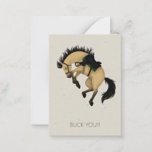 Buck You! Bucking Buckskin Horse Mini Card