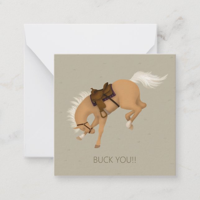 Buck You! Bucking Sorrel Horse Custom Mini Card (Front)