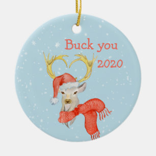 Buck You Funny Deer Covid 2020 Ceramic Ornament