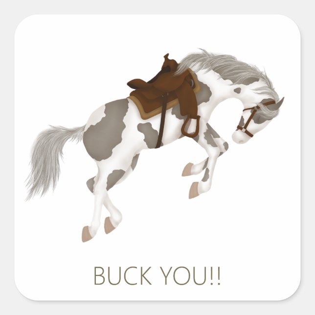 Buck You! Funny pinto Horse Square Sticker (Front)
