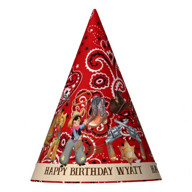 Buckaroo Cowboy Birthday Party Boy's Name Cute Hat (Front)