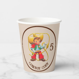 Buckaroo Cowboy Boy's Birthday Name & Age Paper Cups