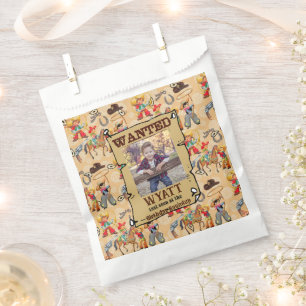 Buckaroo Cowboy Boy's Birthday Photo & Name Cute Favour Bag