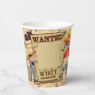 Buckaroo Cowboy Boy's Birthday Photo & Name Cute Paper Cups