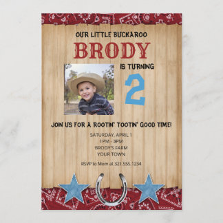 Buckaroo Cowboy Themed Birthday Invitation