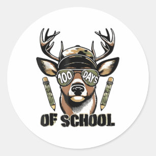 Bucked 100 Days Of School Deer Hunting 100th Day  Classic Round Sticker
